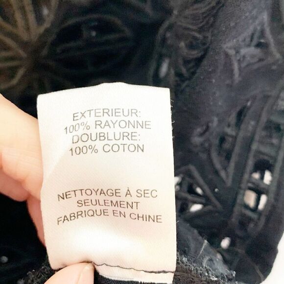 Sea New York Eyelet and Lace Sleeveless Top Black Peplum Style Women’s Size 0 - Picture 6 of 10